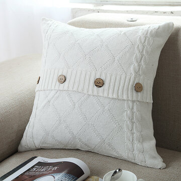 Taie d'oreiller décorative tricotée amovible en coton