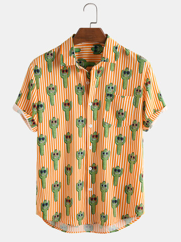 Mens Cartoon Cactus Printed Shirt