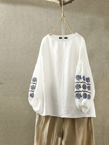 Vintage Embroidery Long Sleeve Blouse