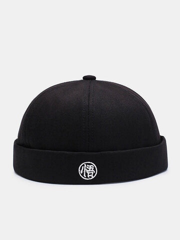 Unisex Chinese Embroidery Letters Steel Seal Skull Cap