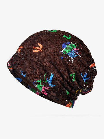  Lace Cap Color Paint Jacquard Turban Beanie Hat Bonnet Cap