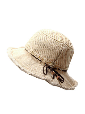 Women Breathable Knitted Sunscreen Fisherman Hat 