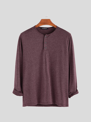 Mens Brief Style Solid Color Henley Shirts