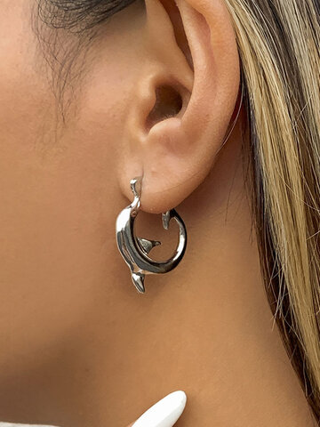 JASSY Alloy Simple C-shaped Dolphin Personality Earrings