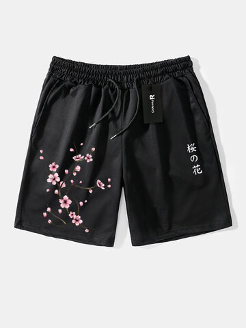 ChArmKpr pantalones cortos con estampado japonés de flores de cerezo