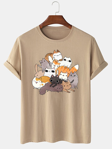 T-shirt con stampa di gatti simpatico cartone animato