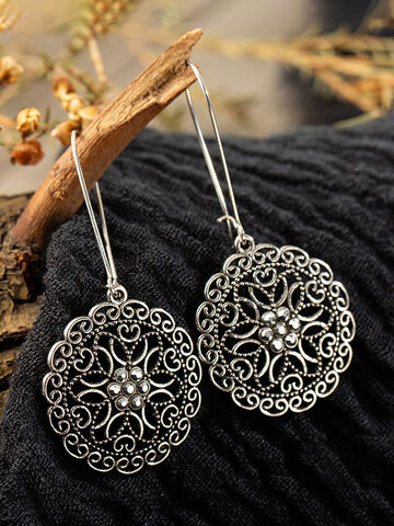 Alloy Vintage Round Hollow Creative Earrings
