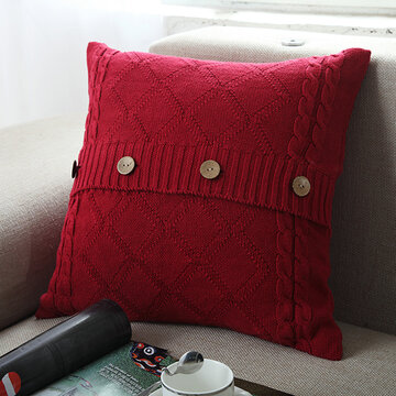 Taie d'oreiller décorative tricotée amovible en coton