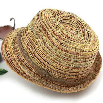 

Summer Sunhat Beach Headgear Gangster Hats Wide Brim Jazz Fedora Hat