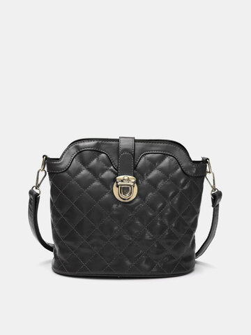 Fashion Women Solid Buket Leather Crossbody Bag