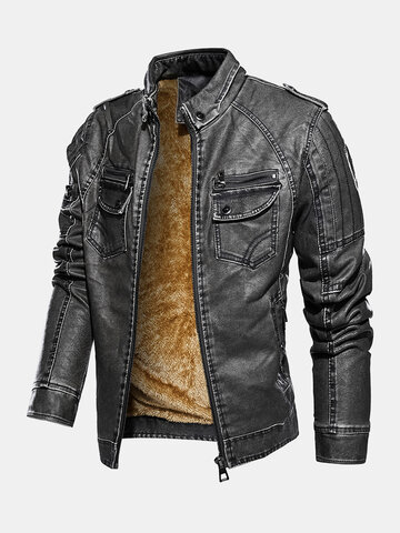 Washed Leather Velvet Lined Thicken Jackets