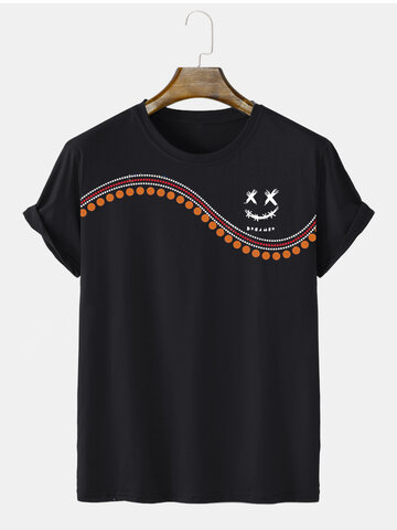 Smile-T-Shirts mit Polka-Dot-Print