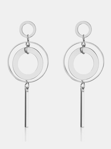Simple Geometry Earrings Tassel Circle Women Earrings