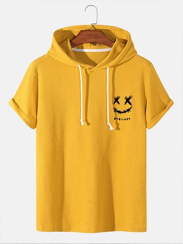 Smile Print Hooded T-Shirts