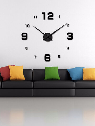Espejo acrílico Creative Digital Wall Reloj Estéreo 3D DIY Adhesivo de pared simple Reloj