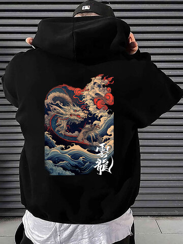 Japanese Wave Dragon Ukiyoe Hoodies