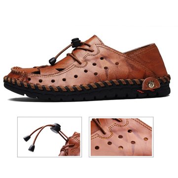 menico men hand stitching hollow out leather sandals