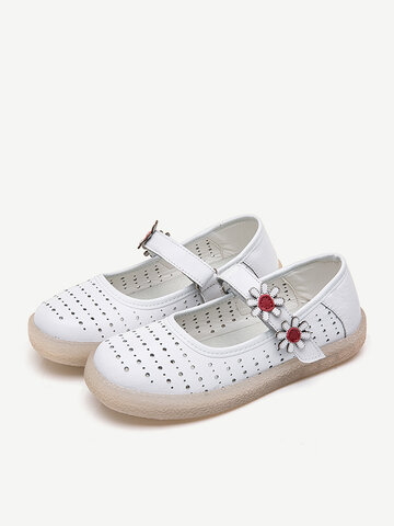 Women Leather White Hook Loop Shoes