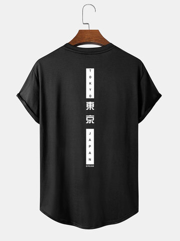 Letter Character Back Print T-Shirts