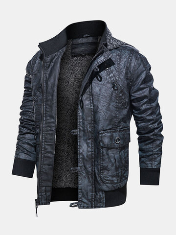 PU Leather Motorcycle Down Jackets