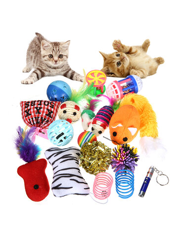 24 pcs Pet Cat toy Set Feather Teaser Wand Catnip Toys