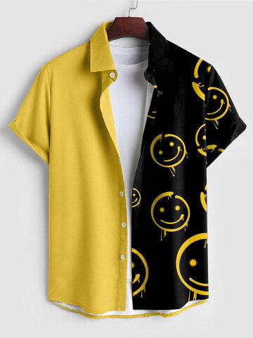 Patchwork-Shirts mit Smiley-Print