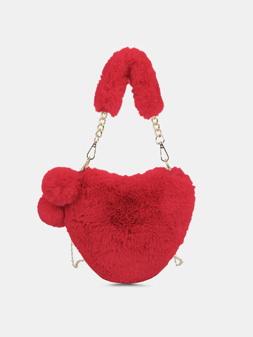 Plush Heart-shaped Crossbody Bag