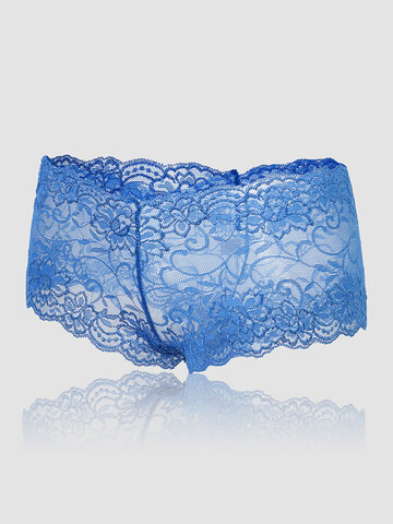 Floral Embroidered Lace See Through Panties