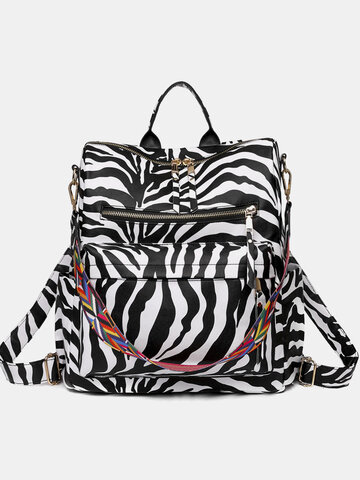 PU Leather Zebra Cow Backpack