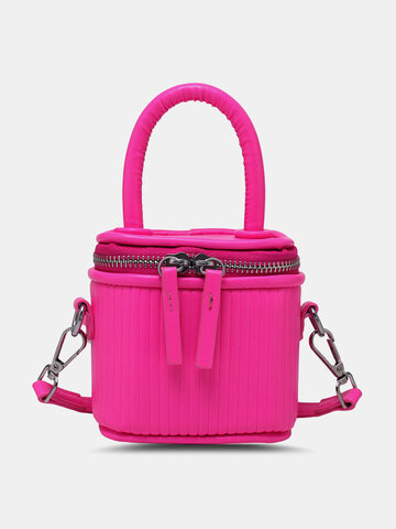 Candy Color Faux Leather Shopping Handbag
