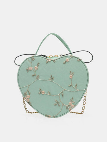 Floral Chain Embroidery Heart-shaped Bag Satchel Bag