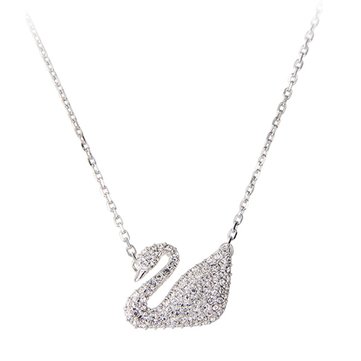 925 Sterling Silver Zircon Swan Pendant Necklace