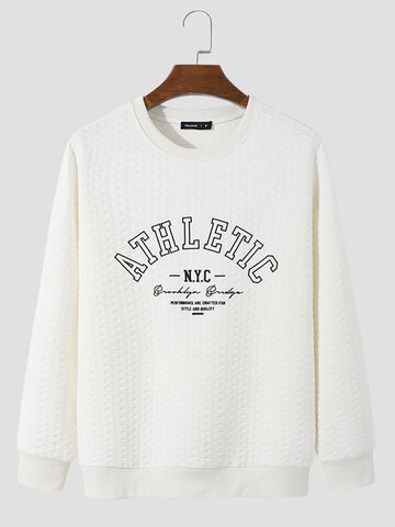 Letter Embroidery Textured Sweatshirts
