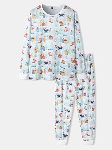 Pijamas de Natal com estampa de casa de animais