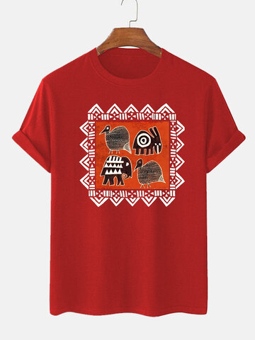 Ethnische Geo-Animal-Print-T-Shirts