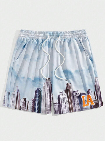 Shorts mit LA-City-View-Print