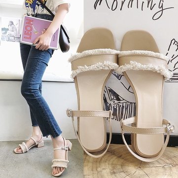 

Season New Style With Fairy Wind Thick With A Word Buckle With Sandals Simple Generation Of Women's Shoes Tide