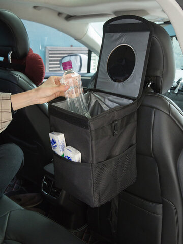 Multi-function Folding Car Seat Back Universal Oxford Cloth Black Trash Can Durable Leak Proof