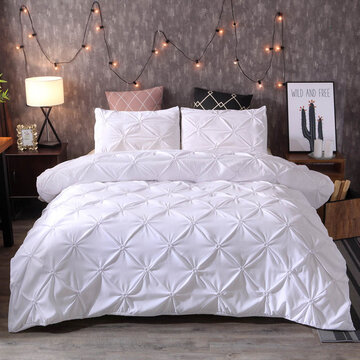 3Pcs Luxury Polyester Solid Color Bedding Set