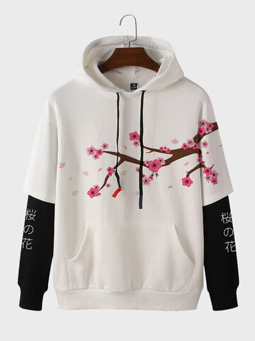 Sweats à capuche patchwork fleurs de cerisier
