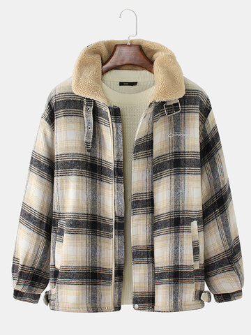 Plaid Sherpa Lined Thicken Overcoats