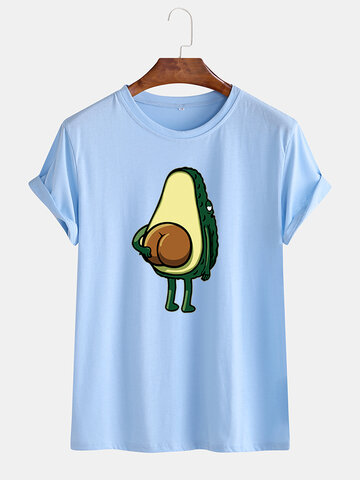 Cartoon Avocado Printed T-shirt