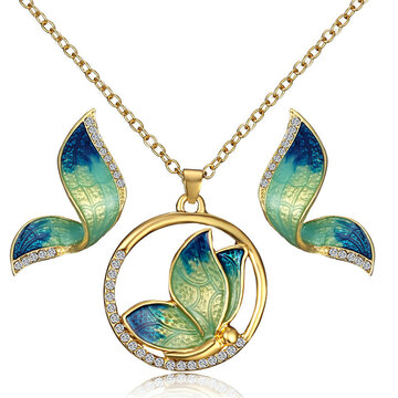 Conjunto de joias de luxo com asas de borboleta 