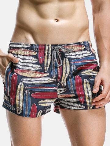 Shorts de prancha com estampa sexy havaiana e respirável