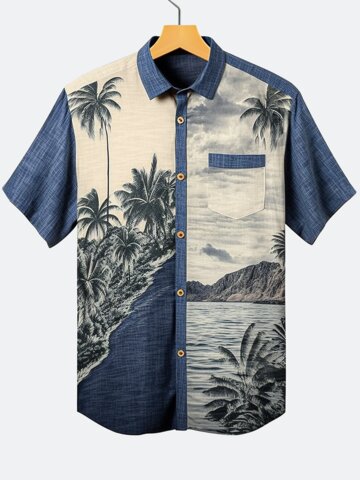 Coconut Tree Scenery Print Shirts