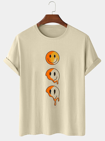 T-shirts à imprimé visage souriant