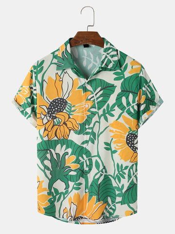 Sunflower Print Holiday Shirt