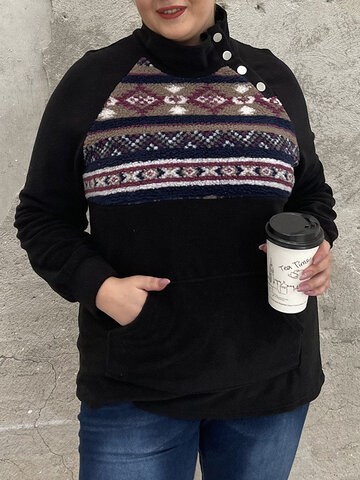 Sweatshirt aus Plüsch mit ethnischem Vintage-Muster