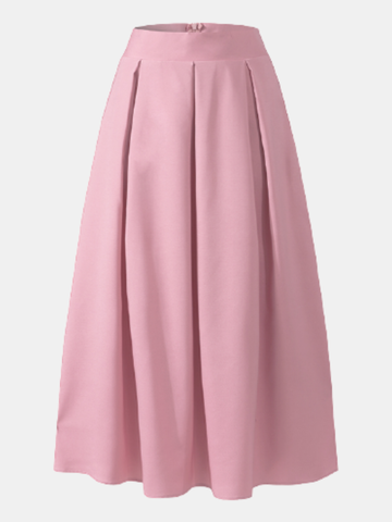 Casual High Waist Pleated Skirt