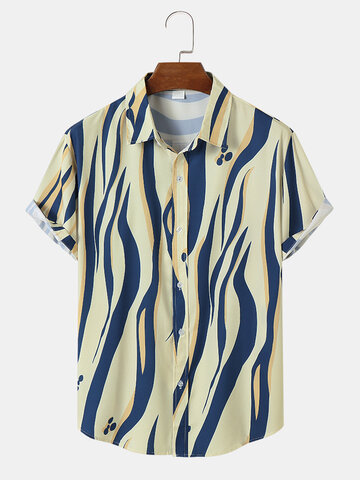 Wave Striped Print Shirts